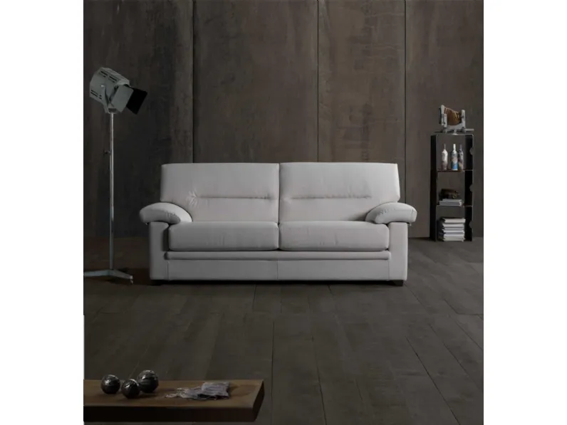 Divano lineare in tessuto chiaro completamente sfoderabile Irene di Salvetti