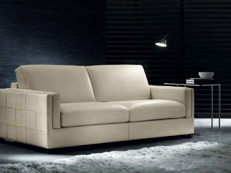 Divano letto moderno lineare in pelle Sax di Gurian