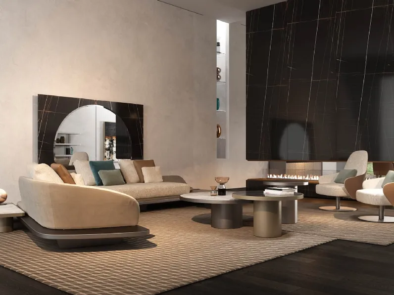 Divano angolare in tessuto con struttura in legno Segno Chaise Longue di Reflex