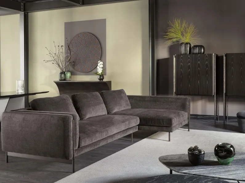 Divano in tessuto Shangai con penisola di Cantori