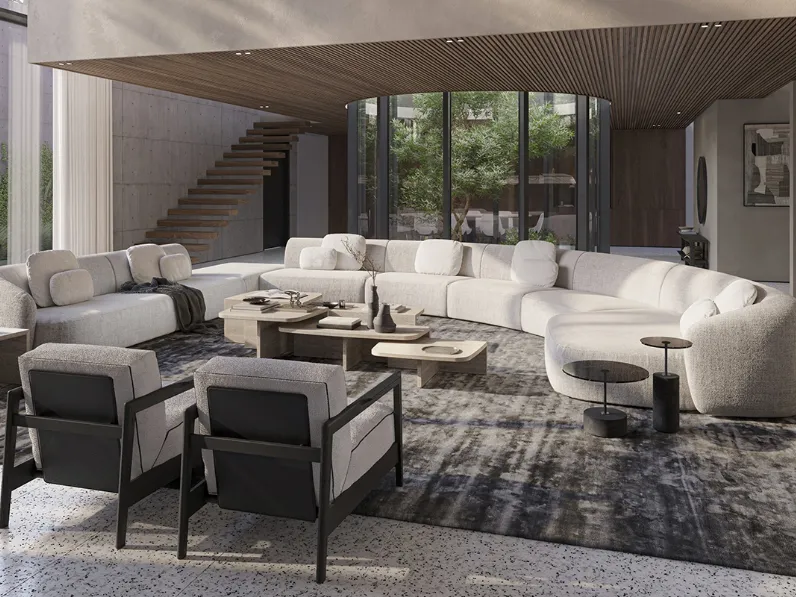 Divano con penisola Shell di Vibieffe