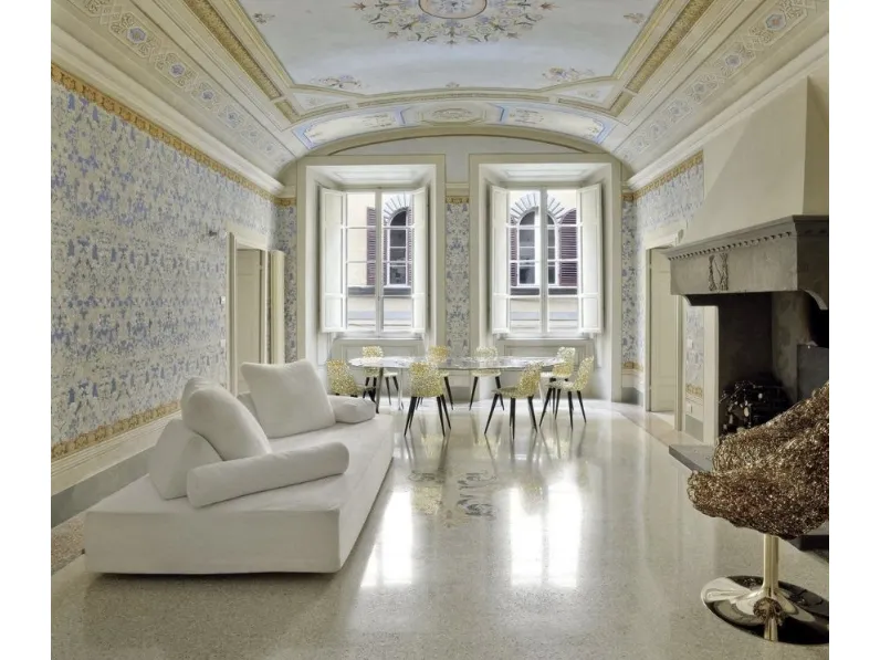 Divano di design lineare in tessuto Sherazade di Edra