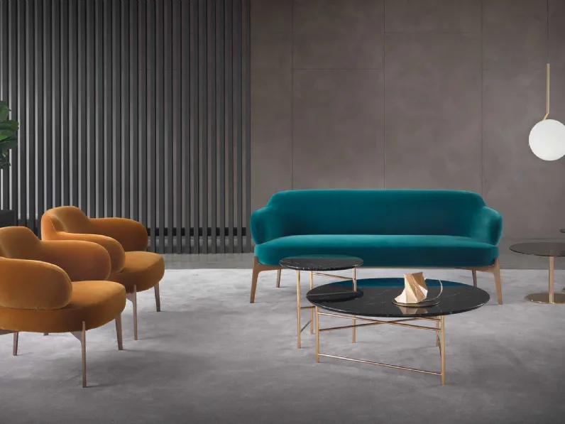 Divano lineare di design in velluto con basamento in metallo Sign di Marelli