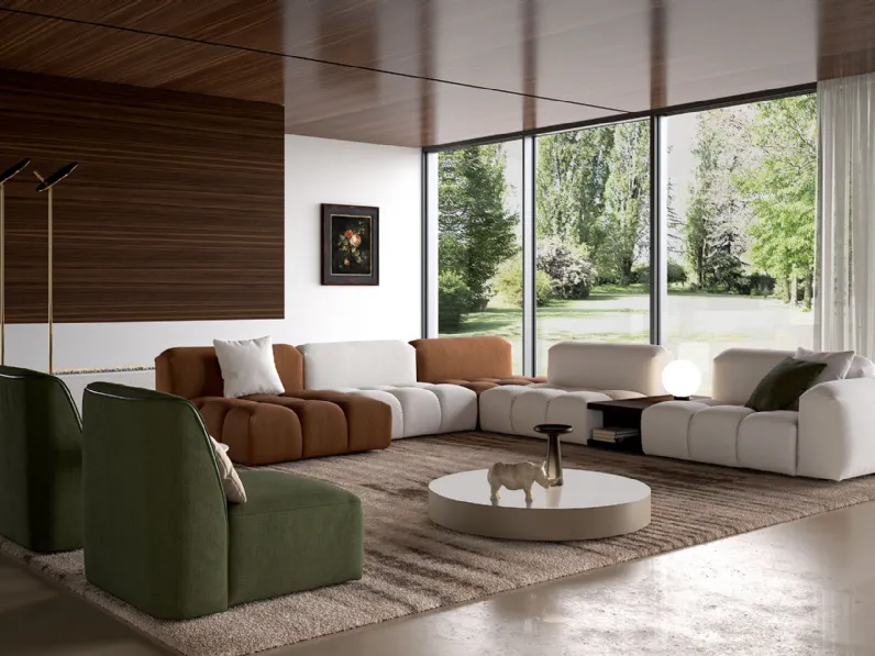 Salotto ad angolo con penisola Sinner di Alpa Salotti