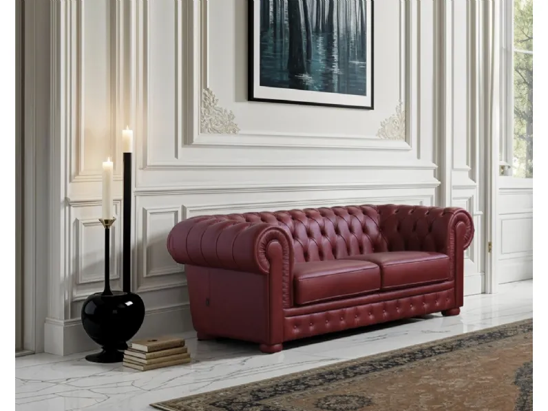 Divano lineare in pelle trapuntato Sirprince di Bruma