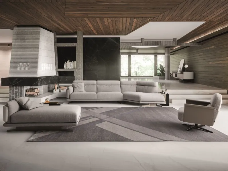 Divano in tessuto Skin con penisola di Ditre Italia