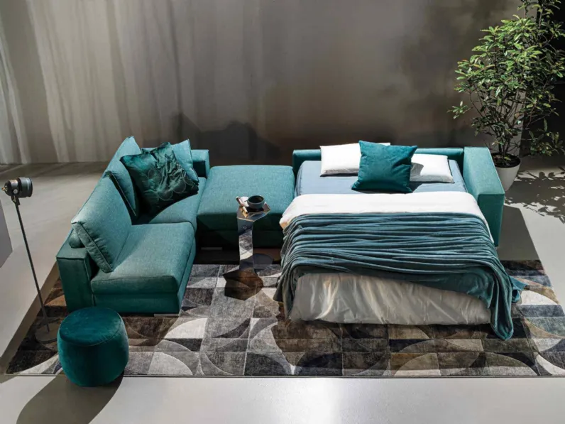 Divano letto angolare in tessuto Sniper Piuma di Respace