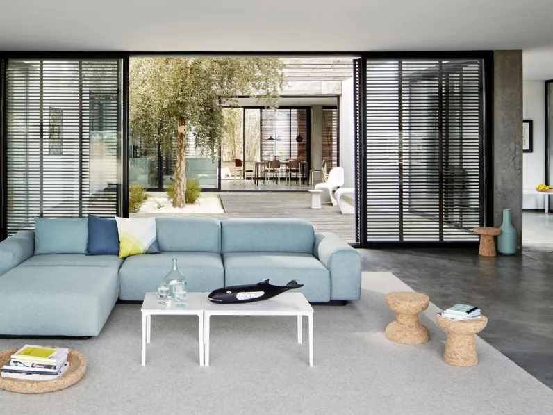 Divano in tessuto con penisola Soft Modular di Vitra