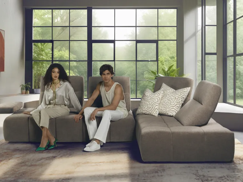 Divano angolare in tessuto con profondità della seduta regolabile Sommier di Calia