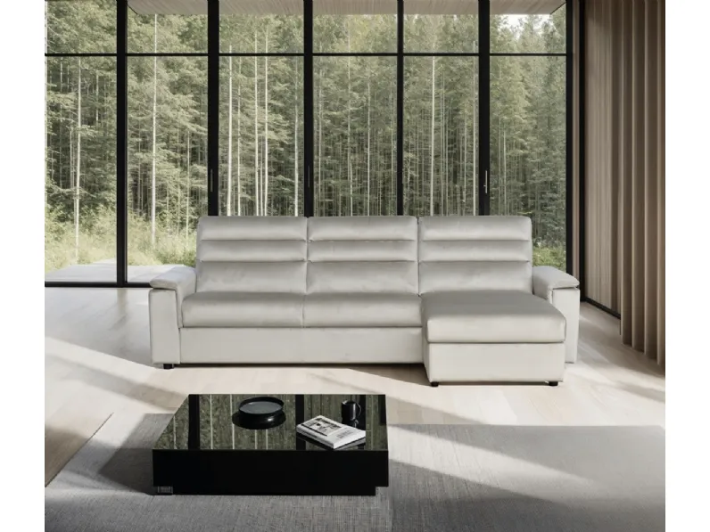 Divano letto in microfibra con penisola contenitore Sorrento di Bruma