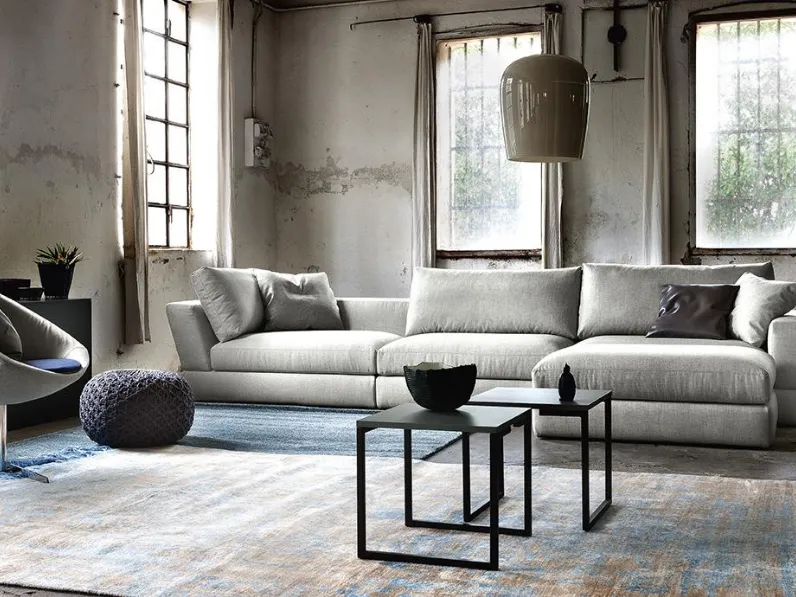 Divano con penisola in tessuto imbottito Happy Island di Spagnol Salotti