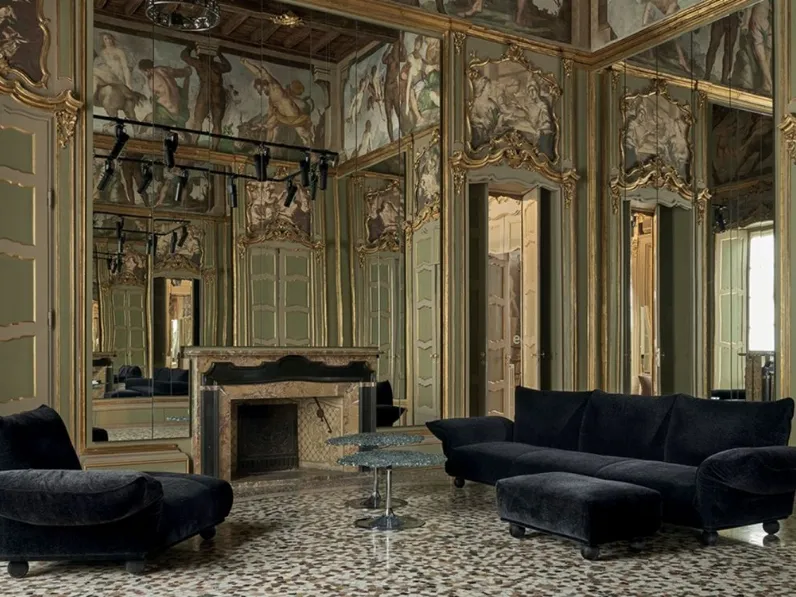 Divano lineare in tessuto Standway di Edra