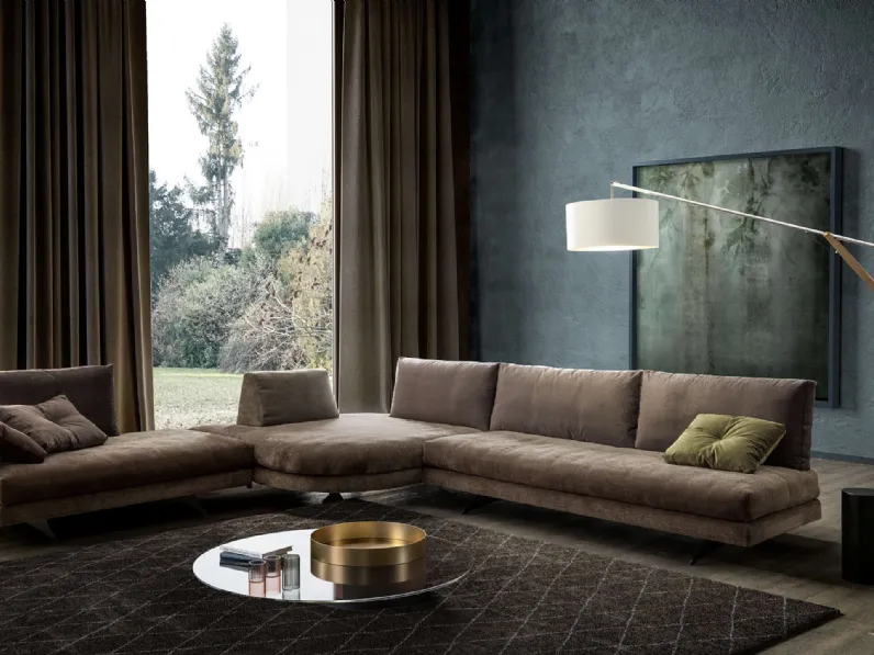 Divano angolare in tessuto Stone di Valentini