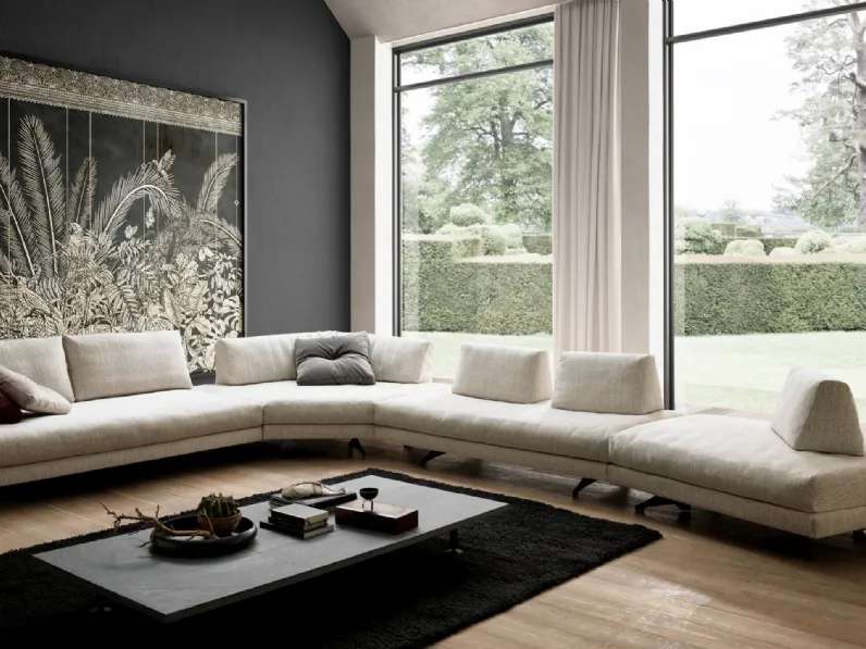 Divano angolare in tessuto Stone di Valentini