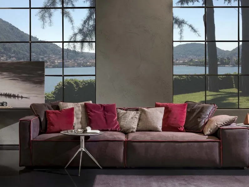 Divano lineare in pelle Strauss Taglio Vivo di Flexstyle