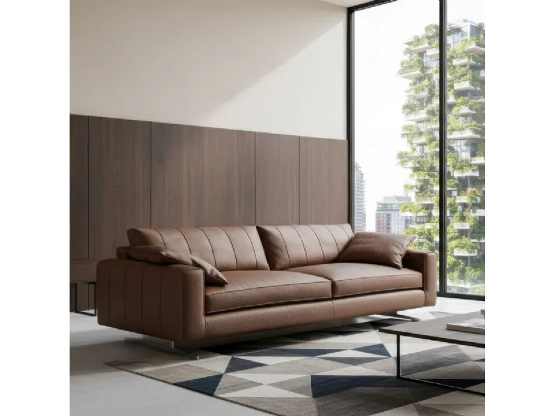 Divano lineare in pelle Stripe di Cava Divani