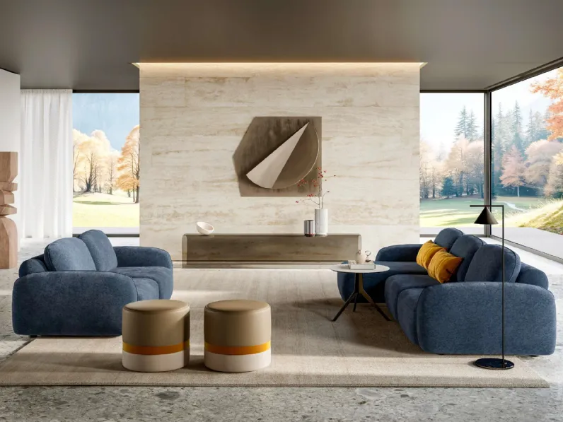 Salotto in tessuto Susa con penisola e lineare di Le Comfort