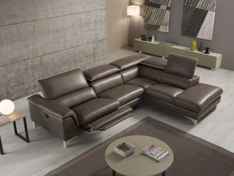 Divano relax in pelle angolare Caravaggio di Tancredi salotti