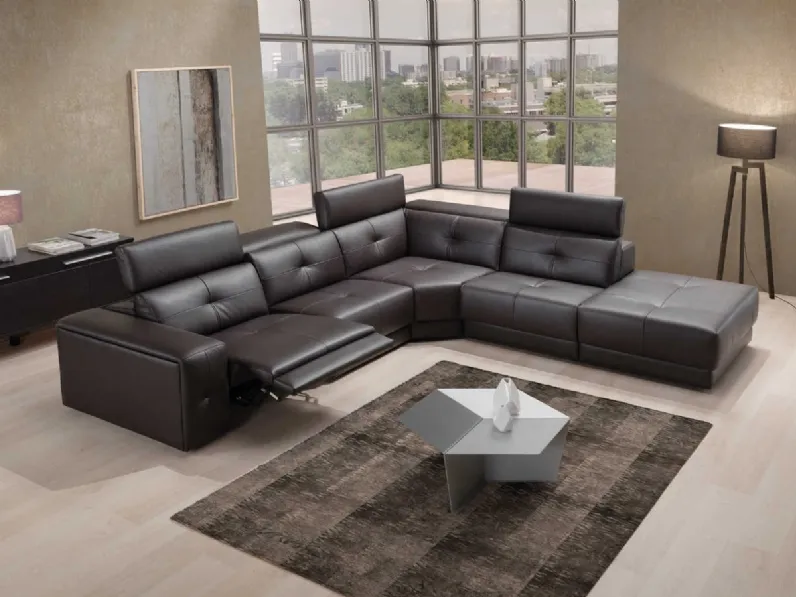 Divano relax angolare in pelle Manhattan di Tancredi salotti