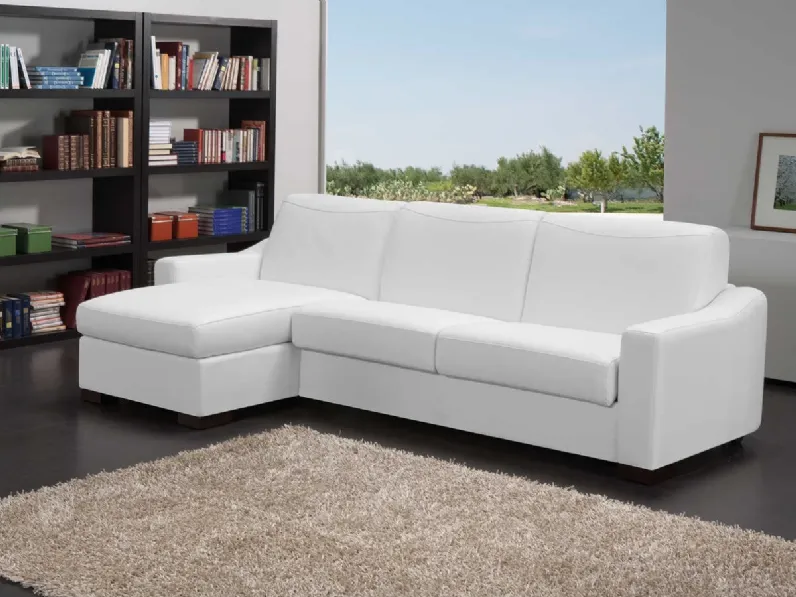 Divano Letto in pelle con penisola Noemi di Tancredi salotti