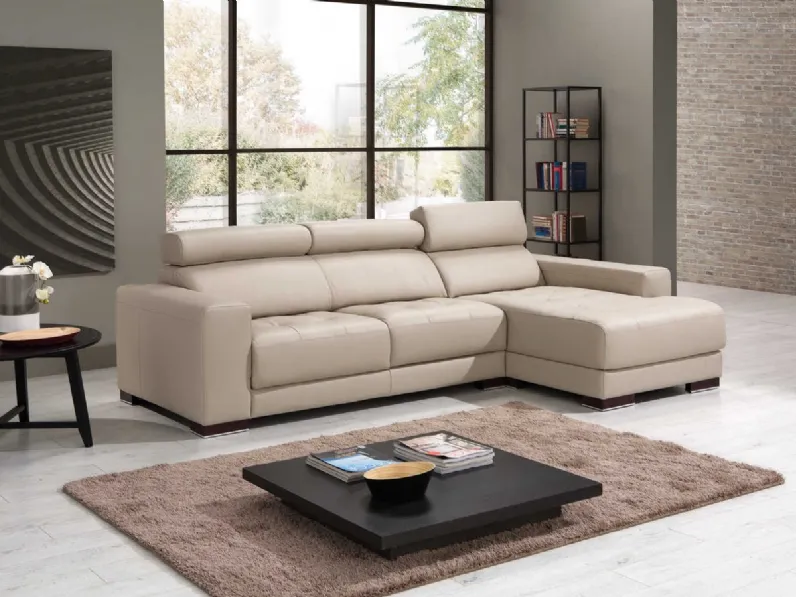 Divano in pelle con penisola Sliding di Tancredi salotti