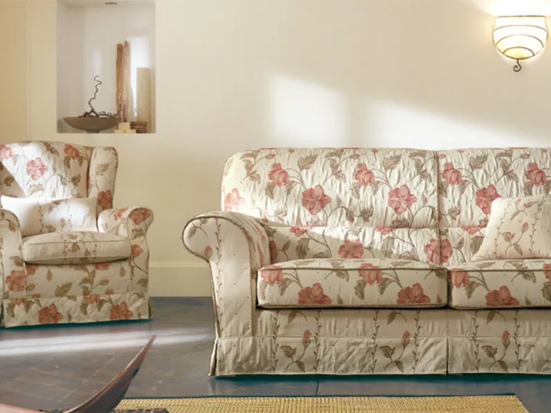 Divano classico lineare in tessuto floreale Telemaco di Pandolfi divani