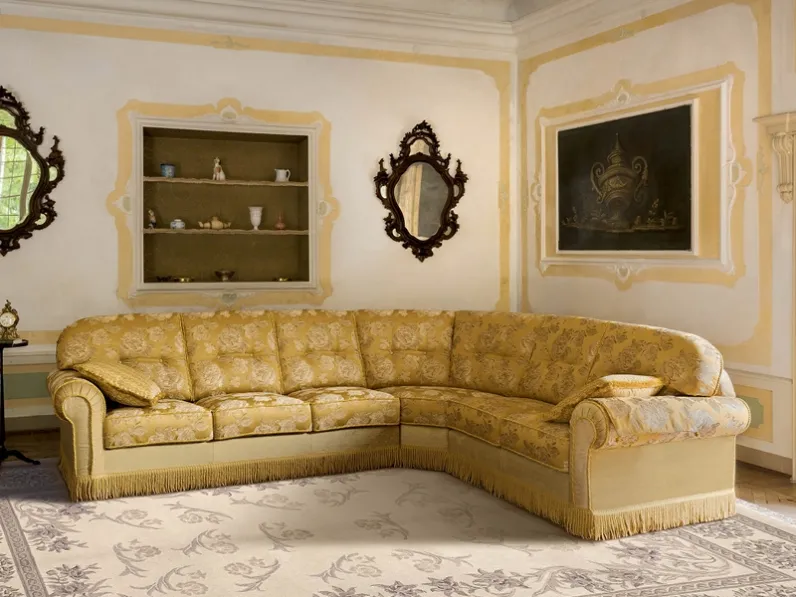 Divano classico angolare in tessuto Tiepolo-Luxury di Rigosalotti