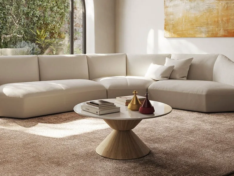 Divano angolare asimmetrico in tessuto Timeless di Natuzzi
