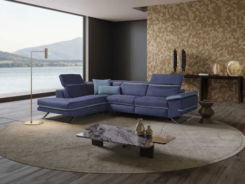 Divano relax angolare in tessuto con seduta recliner Valzer di Polyformitalia 
