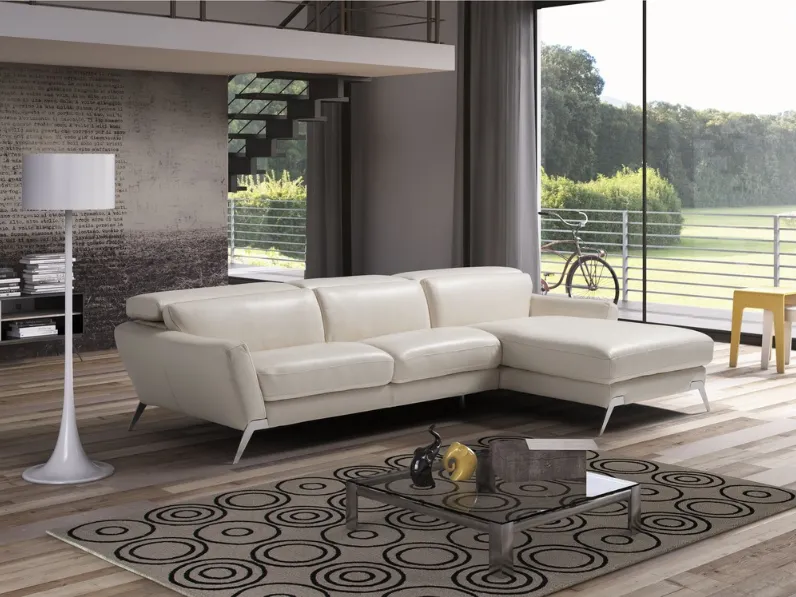 Divano in pelle con penisola e poggiatesta regolabili Velvet di Polyformitalia 