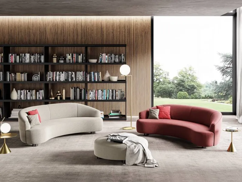 Divano dalla forma arrotondata in tessuto Venere di Swan