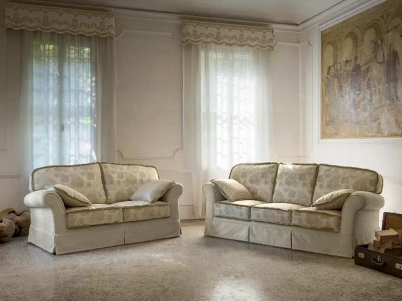 Divano classico lineare in tessuto Versailles-Luxury di Rigosalotti