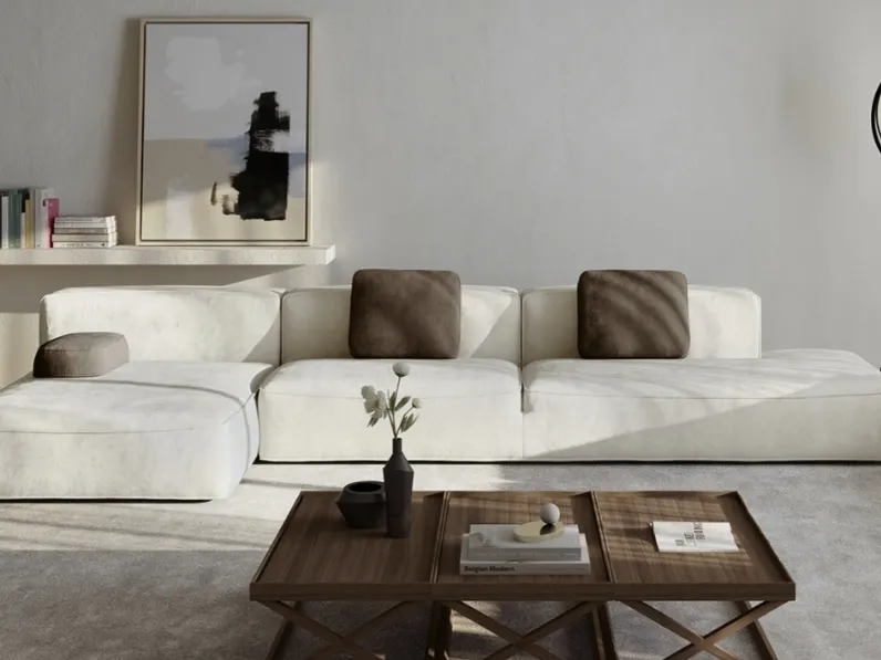 Divano in tessuto con penisola Glam di Vibieffe