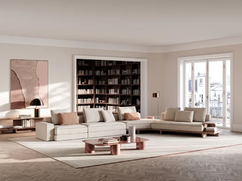 Divano angolare in tessuto imbottito View di Frigerio