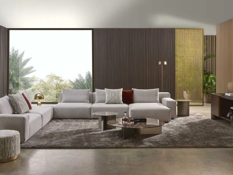 Divano con penisola in tessuto Yann di Marelli