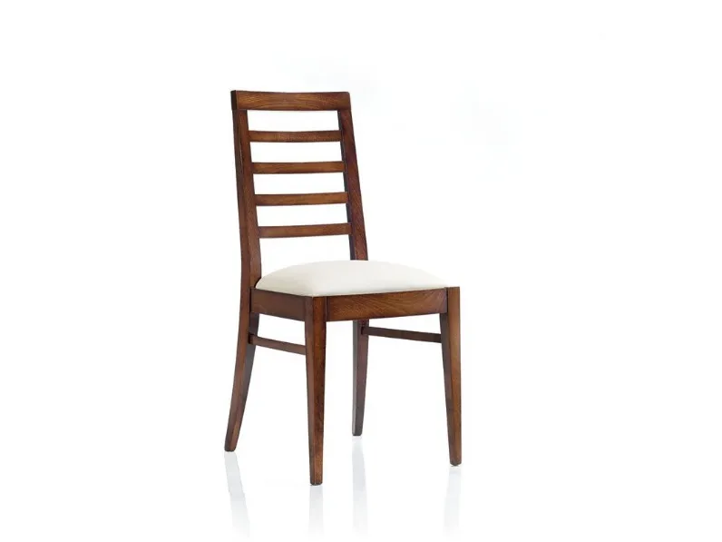 Sedia in legno massello con seduta imbottita personalizzabile 3069-A di Zanini