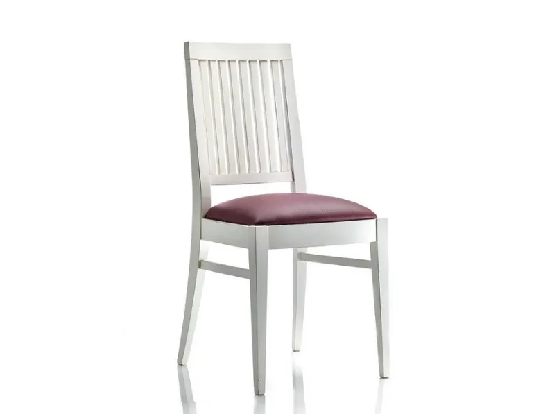 Sedia in legno laccato con seduta imbottita personalizzabile 3126-A di Zanini