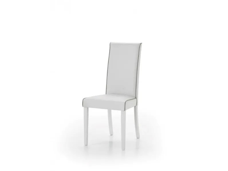 Sedia in ecopelle colore bianco e bordini colore tortora 6040-A di Zanini