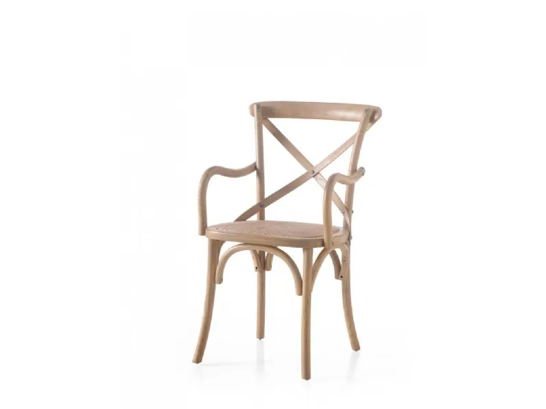 Sedia in Olmo naturale con fondino in Rattan 6143-A di Zanini