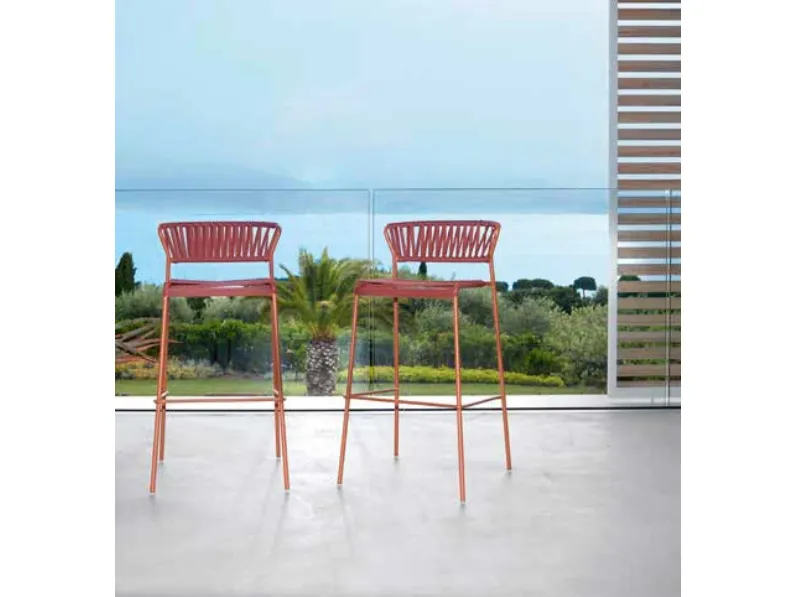 Sgabello Acquamarina in acciaio e PVC di Eurosedia