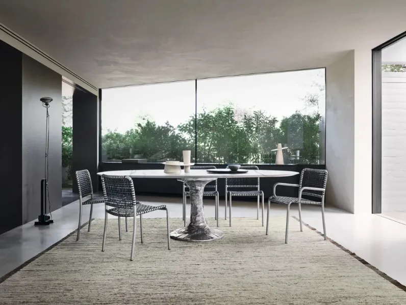 Sedia Allu in alluminio con intreccio in pergamena di Gervasoni