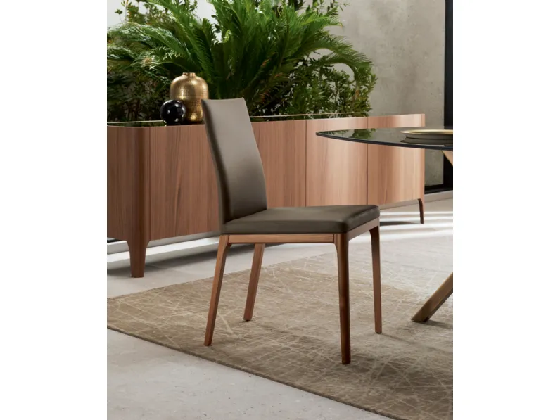 Sedia Angy in pelle con schienale basso di Riflessi