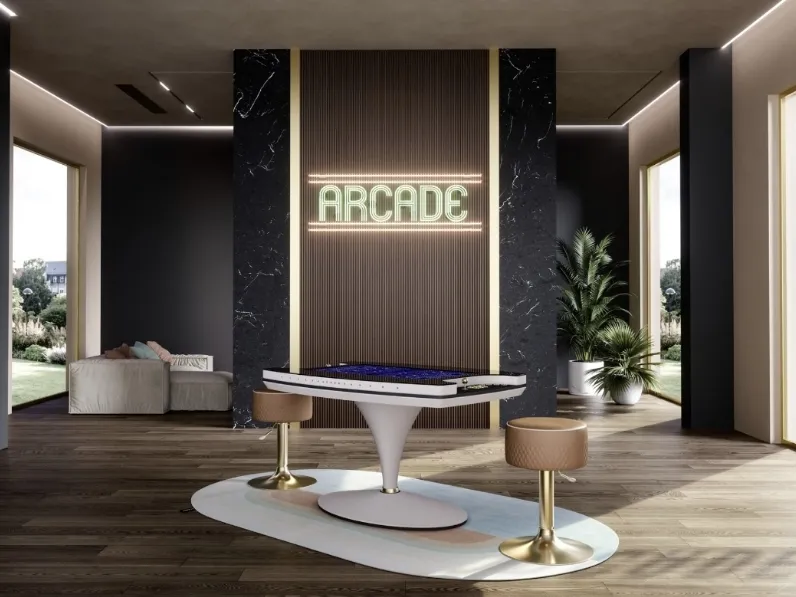 Sgabello girevole regolabile in altezza Astro in pelle con base in acciaio di Vismara Design