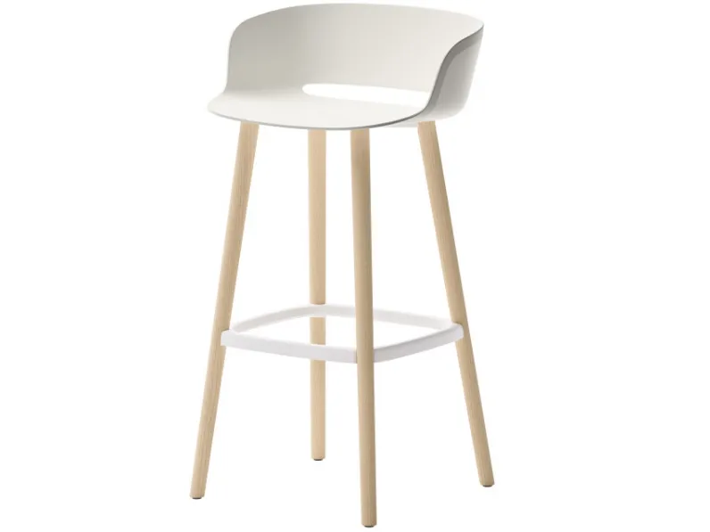 Sgabello Babila in tecnopolimero con struttura in legno di Veneta Cucine