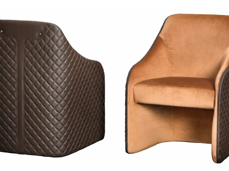 Sedia Bacco in tessuto con schienale in pelle di Daytona HomeSedia Bacco in tessuto con schienale in pelle di Daytona Home