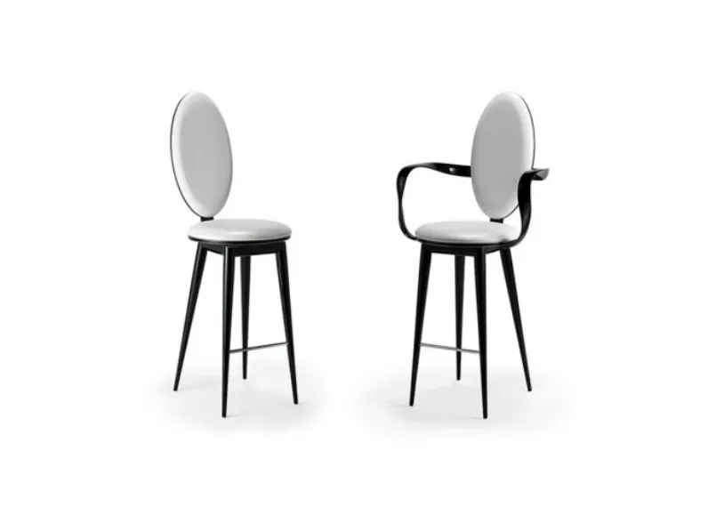 Sgabello imbottito rivestito in pelle Bastide Tabouret di Reflex