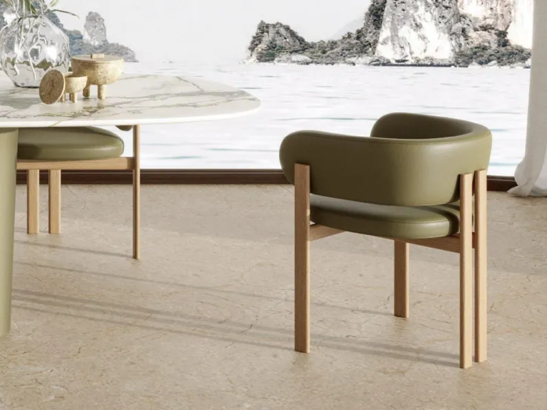 Sedia in pelle con base in legno Bay Wood Armchair di Nature Design