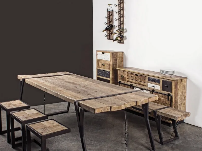 Sgabello in legno e metallo Blocks di Bizzotto