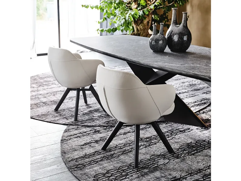 Sedia girevole in pelle Bombè di Cattelan Italia