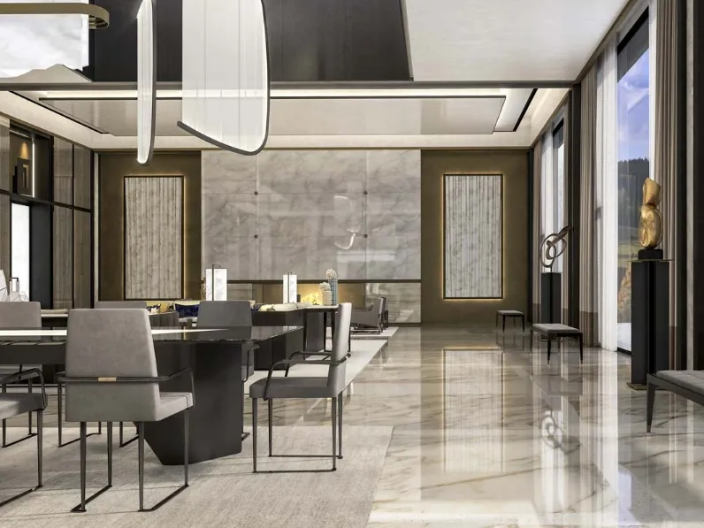 Sedia moderna in pelle Tamigi di Busatto